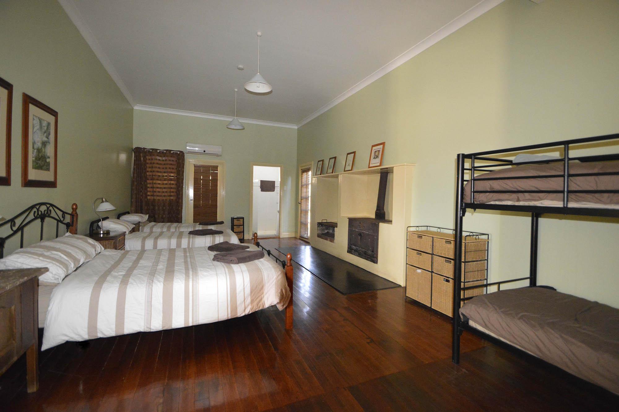 Family unit with a double bed and bunk beds